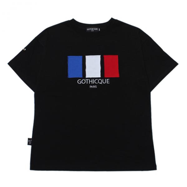 [ũ] GOTHICQUE - France patchwork t-shirt (BLACK) Ƽ