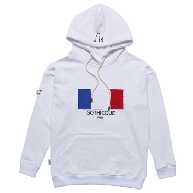 [ũ] GOTHICQUE - france patchwork hoodie (WHITE) ĵƼ