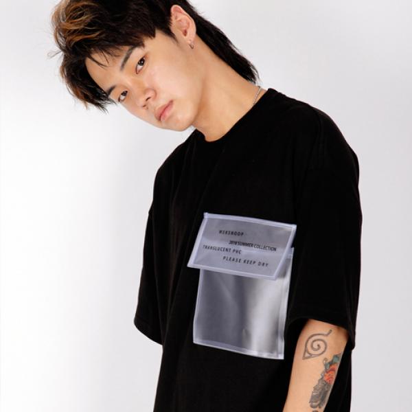 [weksnoop] Black PVC POCKET Overfit T-shirt
