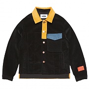 Fabric Mix Trucker Jacket _black