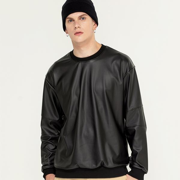 Artificial Leather Sweatshirt (black)      Ƽ