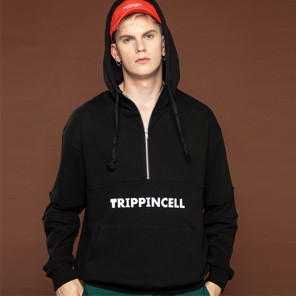 Trippin half zip up hoodie (black)    ĵ ĵƼ