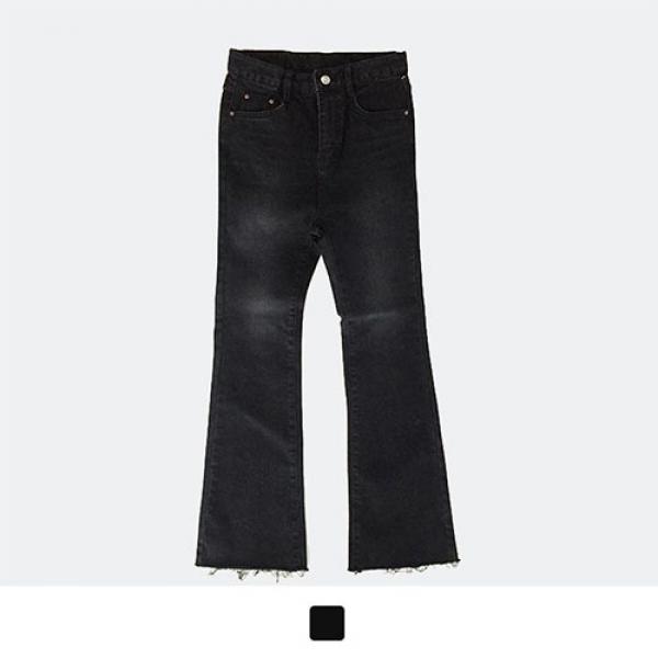 VINTAGE BLACK NAPPING BOOT-CUT JEANS*