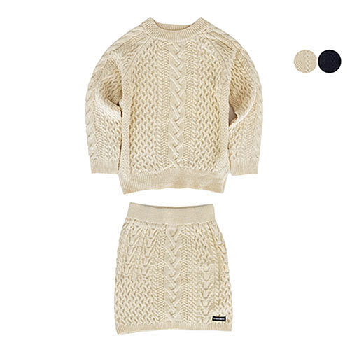 [SET]GBB CABLE SWEATER + GBB CABLE KNIT SKIRT*