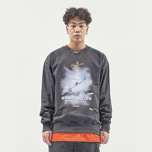 OBSERVATION SWEAT TOP CHARCOAL