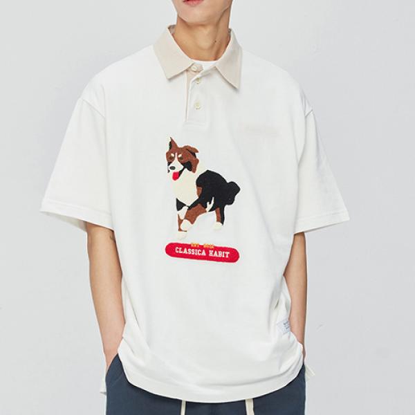 Border Collie Rugby Collar-Tee_white