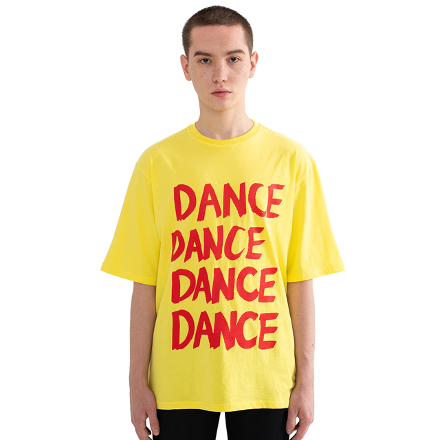 "DANCE" Over fit T-Shirt Yellow