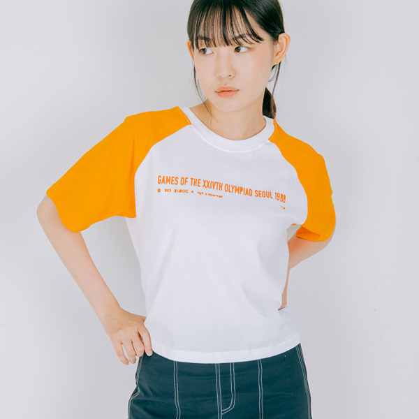 Olympiad Printing Short Sleeve Raglan t-shirt_orange