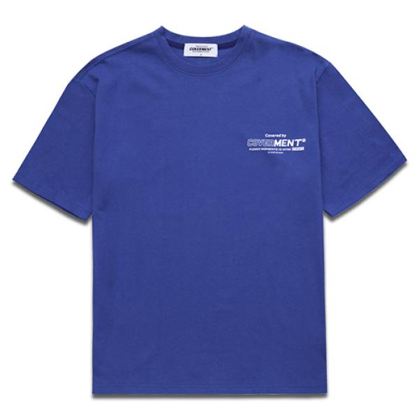[COVERMENT]Basic Logo Graphic Print Over-Fit T-Shirts_Royal Blue