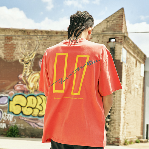 [COVERMENT]Signature Logo Graphic Print Over-Fit T-Shirts_RED