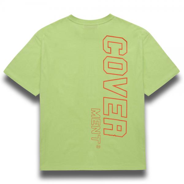 [COVERMENT]Side Vertical Big Logo Print Over-Fit T-Shirts_Neon Green(Orange)