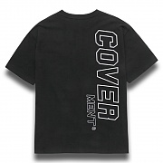 [COVERMENT]Side Vertical Big Logo Print Over-Fit T-Shirts_Black(White)