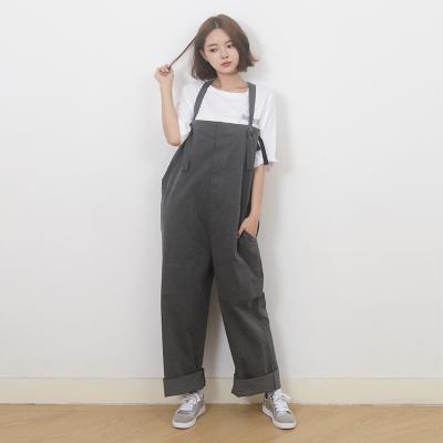 (UNISEX) Wide Overall Pants (BLACK)