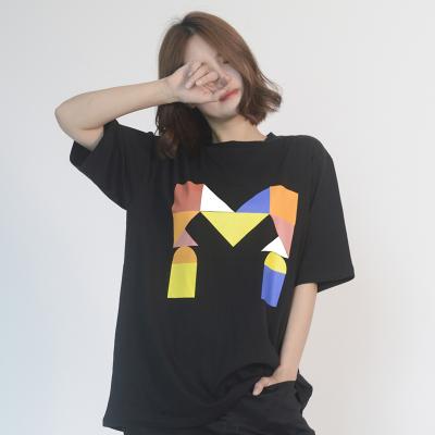 (UNISEX) Colorful M Logo Short Sleeve T-shirt (BLACK)