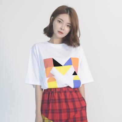 (UNISEX) Colorful M Logo Short Sleeve T-shirt (WHITE)