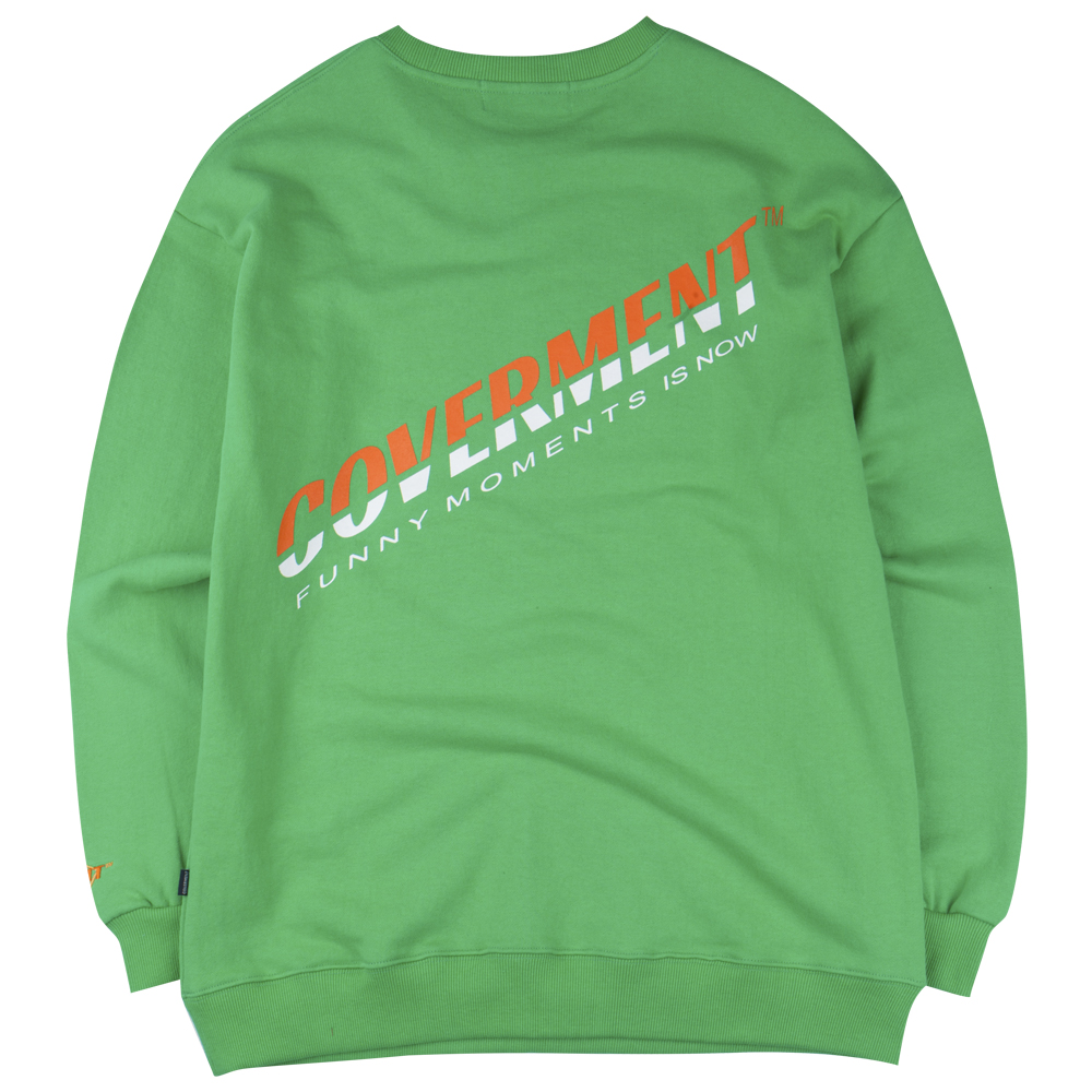 [COVERMENT]Diagonal Logo Print Sweatshirts_Green