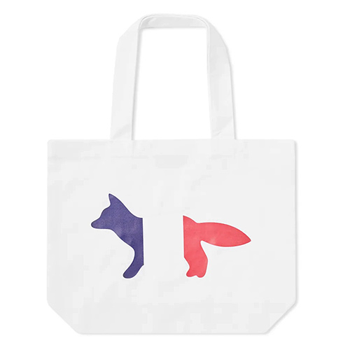 Tricolour Fox Tote Bag-White