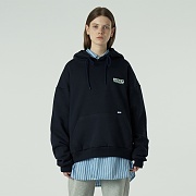[L]Triple Square printing hoodie-navy