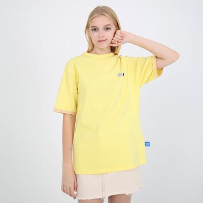 스트라이프 포인트 반팔 티셔츠 옐로우
