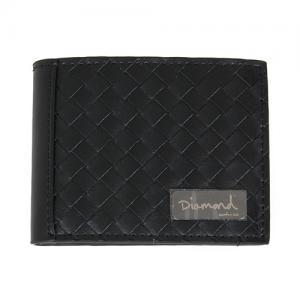 BASKET WEAVE LEATHER BI-FOLD WALLET-BLK