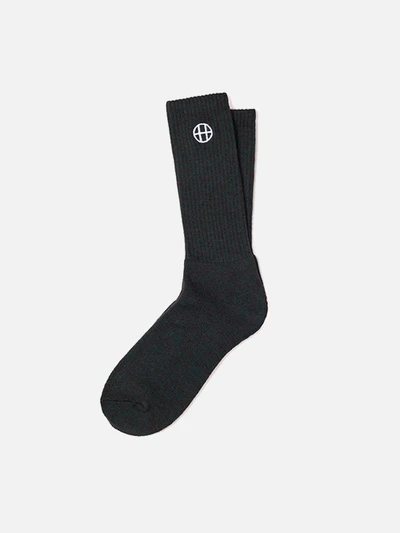HEATHERED CIRCLE H CREW SOCK-JADE