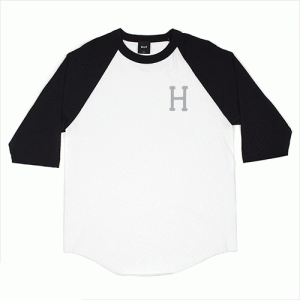 CLASSIC H RAGLAN TEE-WHT/BLK (GRY print)