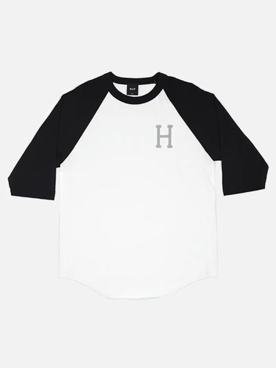 CLASSIC H RAGLAN TEE-WHT/BLK (GRY print)
