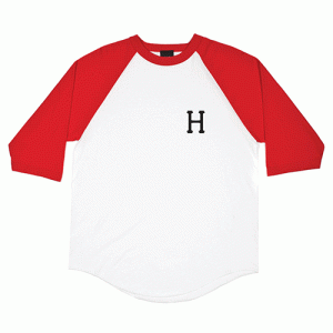 CLASSIC H RAGLAN-WHT/RED (BLK PRINT)