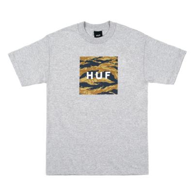 TIGER CAMO BOX LOGO TEE-GREY HEATHER