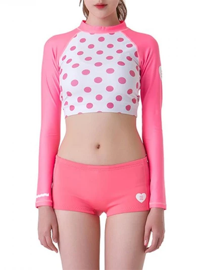 DOT CROP RASHGUARD-PINK DOT