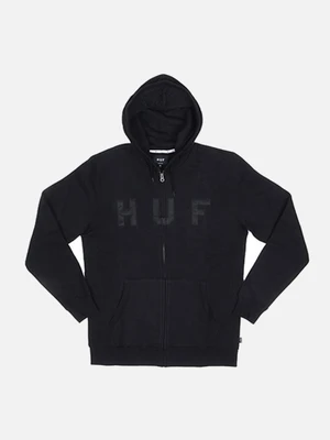HUF LOGO ZIP UP HOOD_BLK