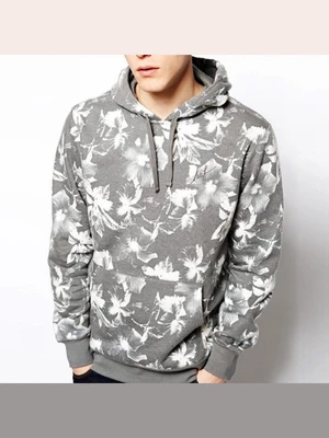 FLORAL PULLOVER HOOD-BLK