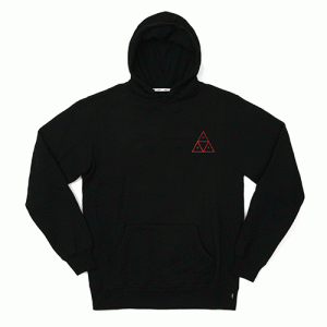 TRIPLE TRIANGLE PULLOVER FLEECE-BLK(print-red)