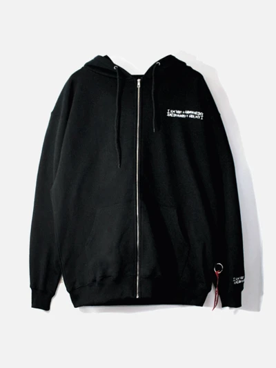 BASIC LOGO ZIP UP HOODIE-BLACK