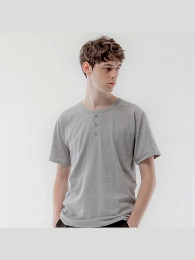 BASIC HENLEY TEE-GRY