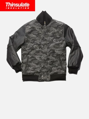 [ROMANTIC CROWN] HERRINGBONE CAMO STADIUM JACKET_BLACK