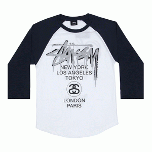 WT DRIP RAGLAN - WHITE/NAVY