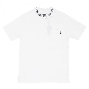 SS JACQUARD COLLAR CREW S/S TEE-WHT