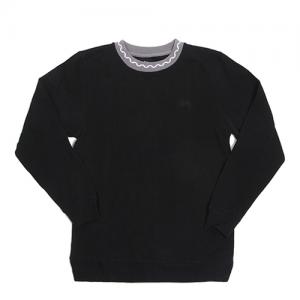 JACQUARD FLEECE CREW-BLACK
