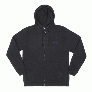 TONAL STOCK ZIP HOOD-BLACK
