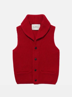 SHAWL COLLAR KNIT VEST [RED]