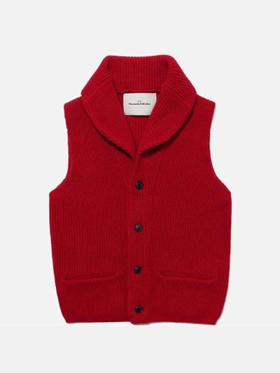 SHAWL COLLAR KNIT VEST [RED]