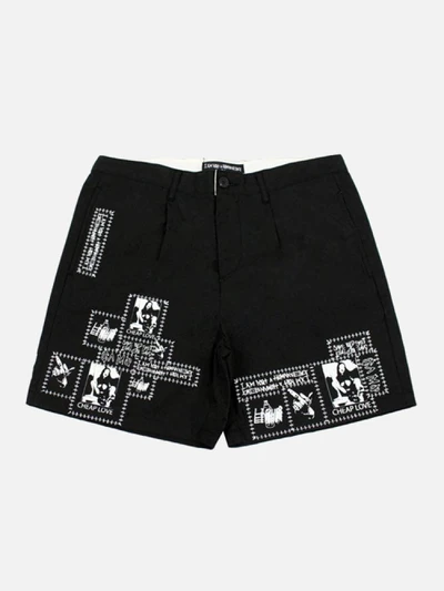 DOODLE PATCHED SHORTS-BLACK