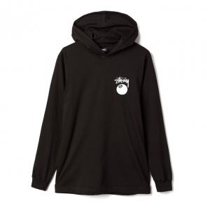 8 BALL STAMP LS HOOD TEE-BLK