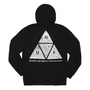CONCRETE TRIPLE TRIANGLE PULLOVER FLEECE-BLK