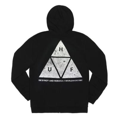 CONCRETE TRIPLE TRIANGLE PULLOVER FLEECE-BLK