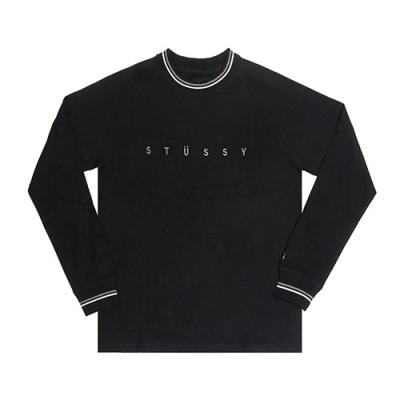 STRIPE COLLAR L/SL CREW-BLACK