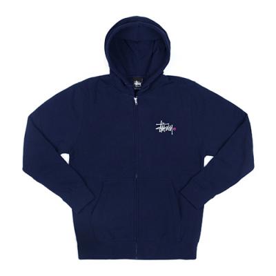 BASIC LOGO ZIP-UP HOOD-NVY (pnkⓒ)