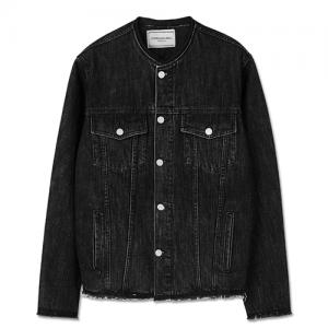 UNISEX SID FRINGED DENIM JACKET-BLACK