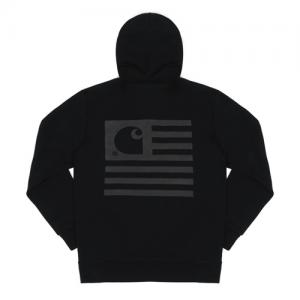 (I019968) HOODED STATE FLAG SWEATSHIRT-BLACK/BLACK